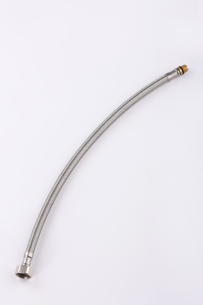 Flexible hose F12M10 White silk Brass Insert